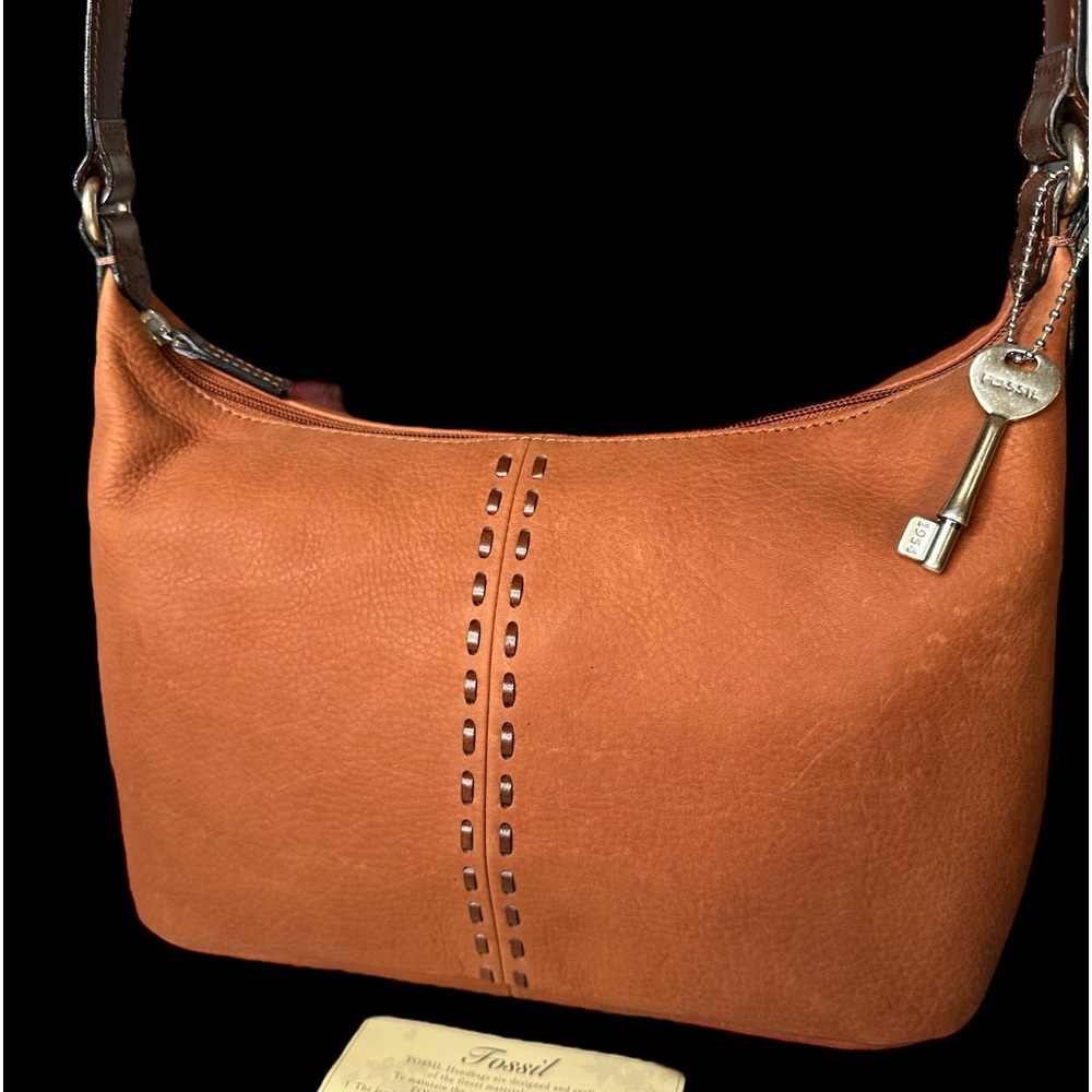 Fossil Orange Leather Shoulder Bag